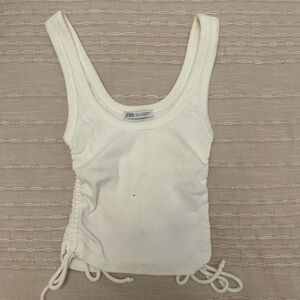 Zara Cream Ribbed Tank Top